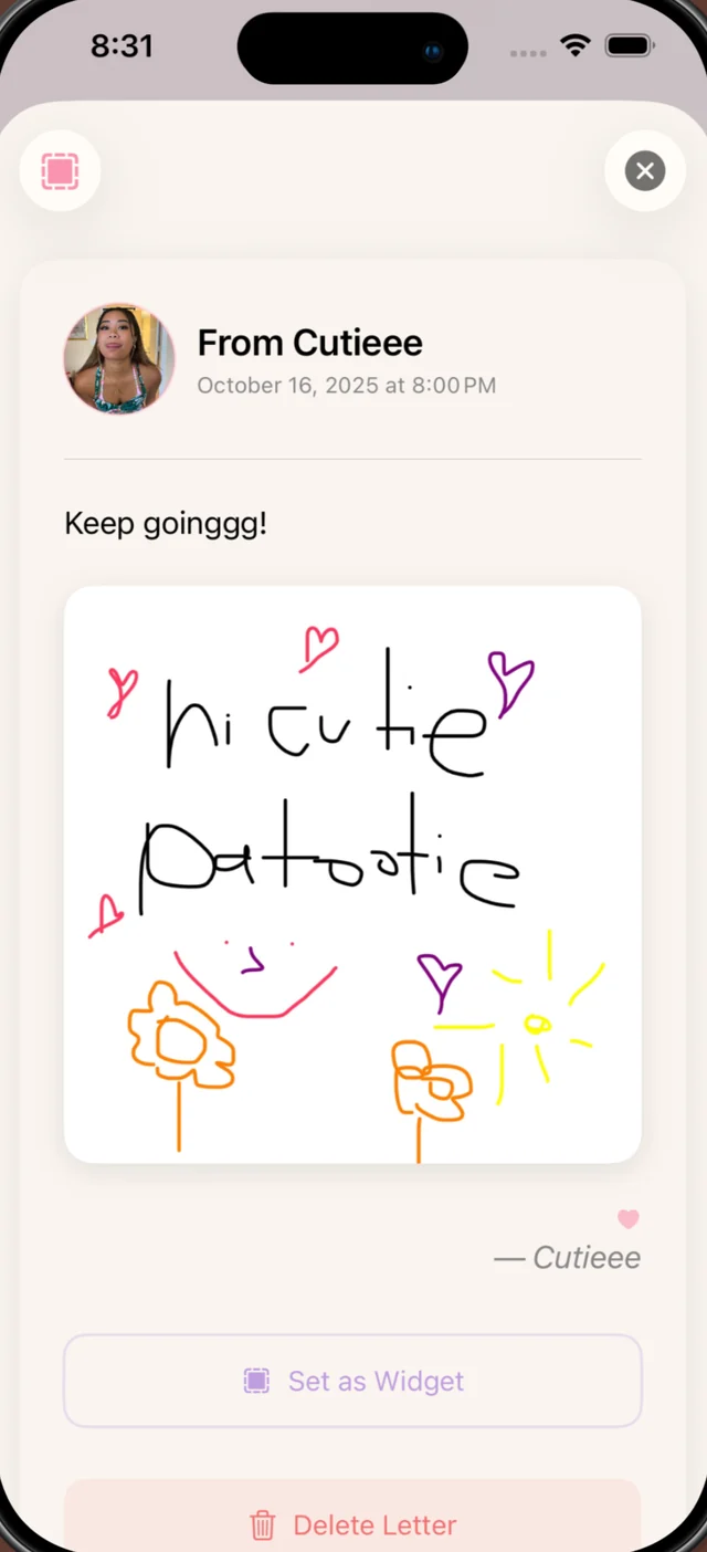 a doodled love letter